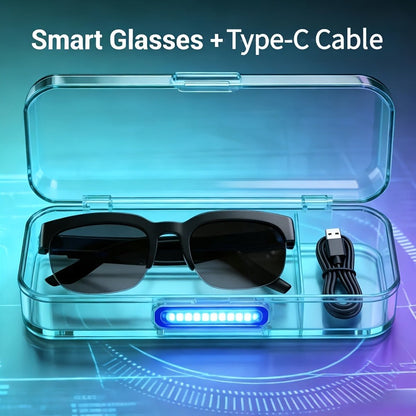AI Smart Glasses with Real-Time Translation – Open-Ear Audio, Wireless Music, Built-In Mic & Speaker, Bluetooth Wearable Tech for Travel Work Daily Use, Black or White (Single or 2-Pack)