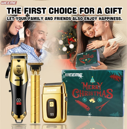 Professional Hair Clipper Set for Men – 3pcs Golden Cordless Kit with Beard Trimmer & T-Blade Trimmer, Hair Cutting & Styling Tools, Ideal Birthday & Father’s Day Gift for Men