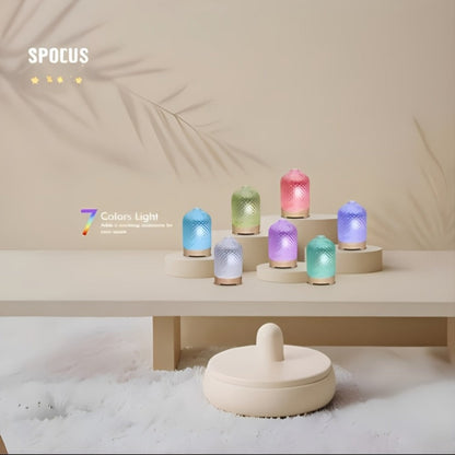 200ml Essential Oil Diffuser with Textured Glass-Style Cover, Seven-Color Light and 2H, 4H or 6H Timer