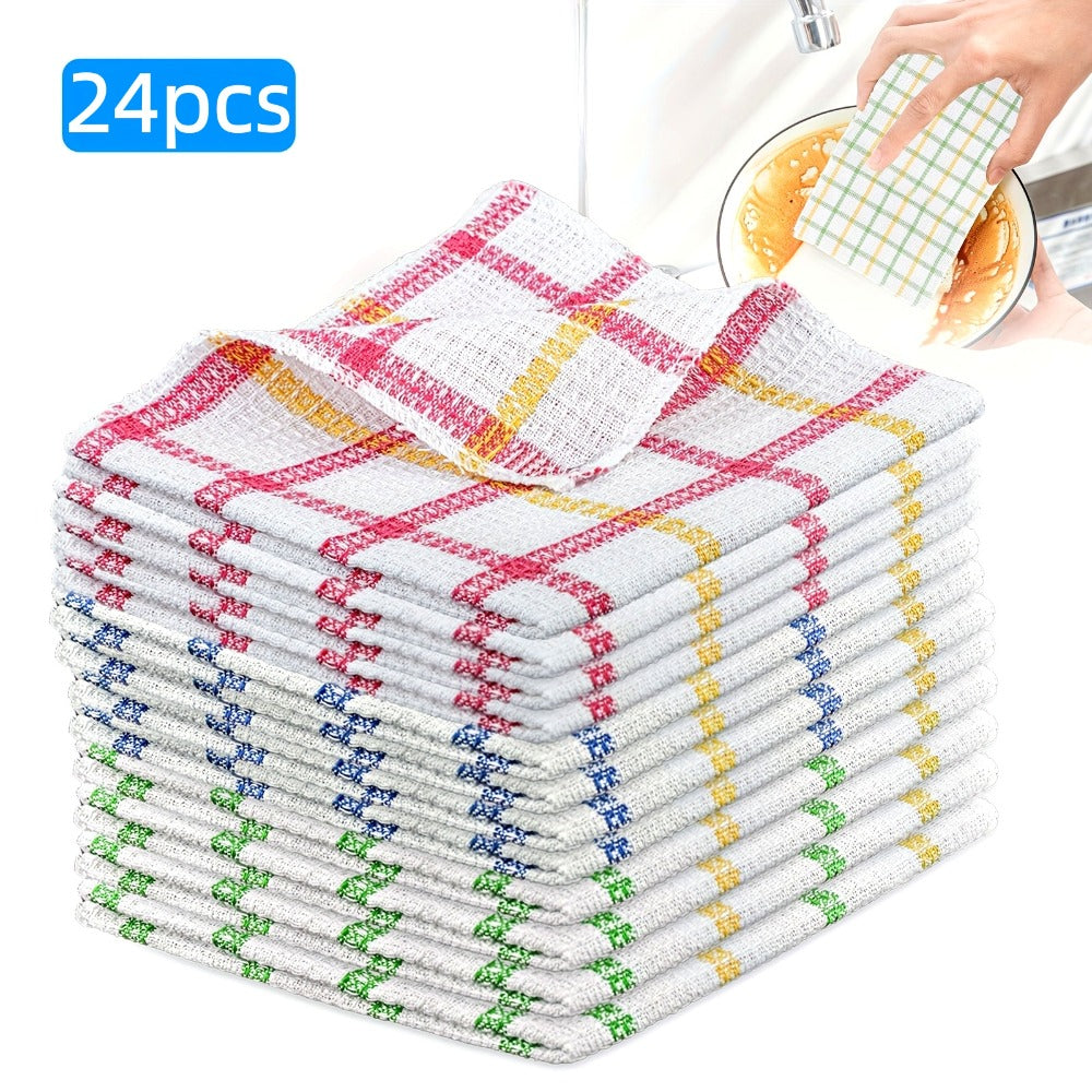 24-Piece Square Kitchen Cleaning Cloth Set in Random Assorted Patterns for Dishes, Counters and Home Use
