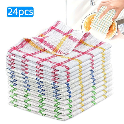 24-Piece Square Kitchen Cleaning Cloth Set in Random Assorted Patterns for Dishes, Counters and Home Use