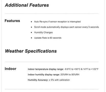 5055C Wireless Indoor Outdoor Thermometer with Color Display, Humidity, Forecast and Remote Sensor