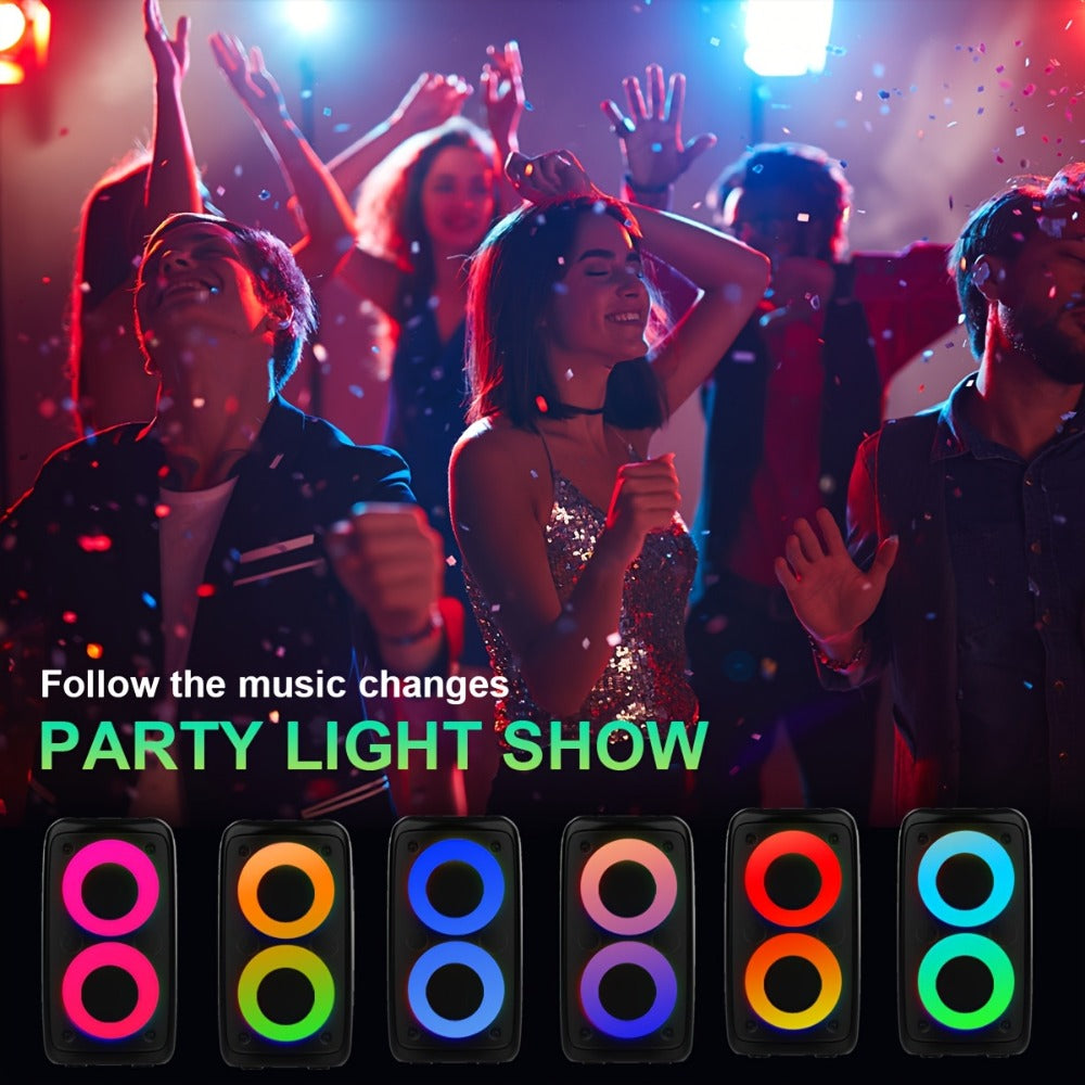 Portable Bluetooth Speaker HY-3317 with Dual Speakers, Subwoofer, LED, Mic, 2400mAh and USB-C