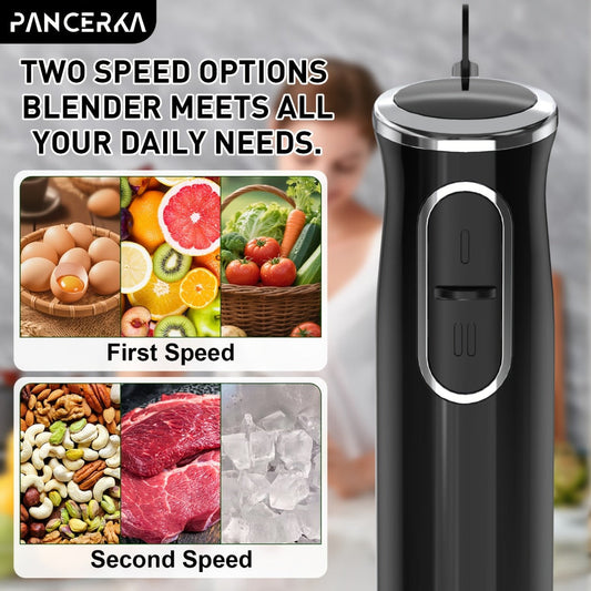 Immersion Blender 8-in-1 Electric Hand Blender with Turbo Mode & Detachable Base – 304 Stainless Steel Handheld Blender with Whisk Milk Frother Attachments for Smoothies Soups Baby Food Puree