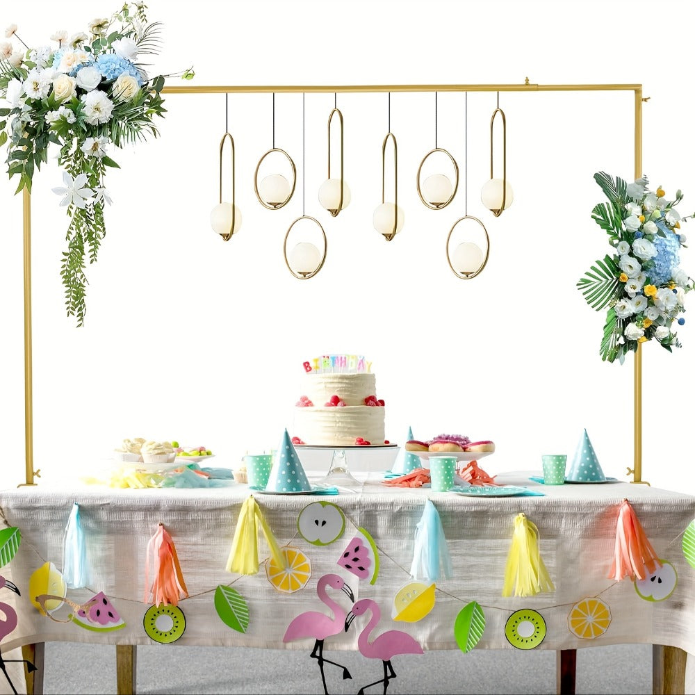 Party Decorations Adjustable Black Metal Table Arch Stand with Clamps, 6.8ft Height and 82-Inch Span