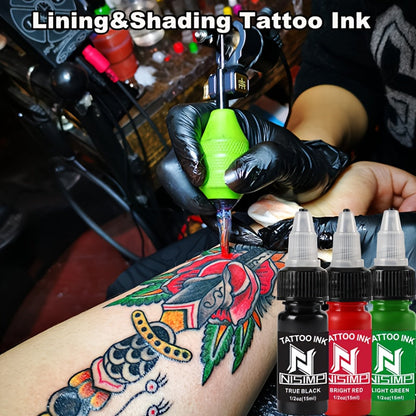 Tattoo Ink NISIMP 7- or 14-Color Gift Box Set with Transparent Bottles and Two Configurations