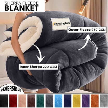 480GSM Sherpa Fleece Blanket – Double-Sided Heavy Warm Throw for Couch, Bed & Travel, Reversible All Season, 13 Colors, 3 Sizes