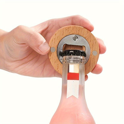 Round Bamboo Magnetic Bottle Openers in 20-, 40-, 80- or 160-Piece Packs for Party Favors and Gift Sets