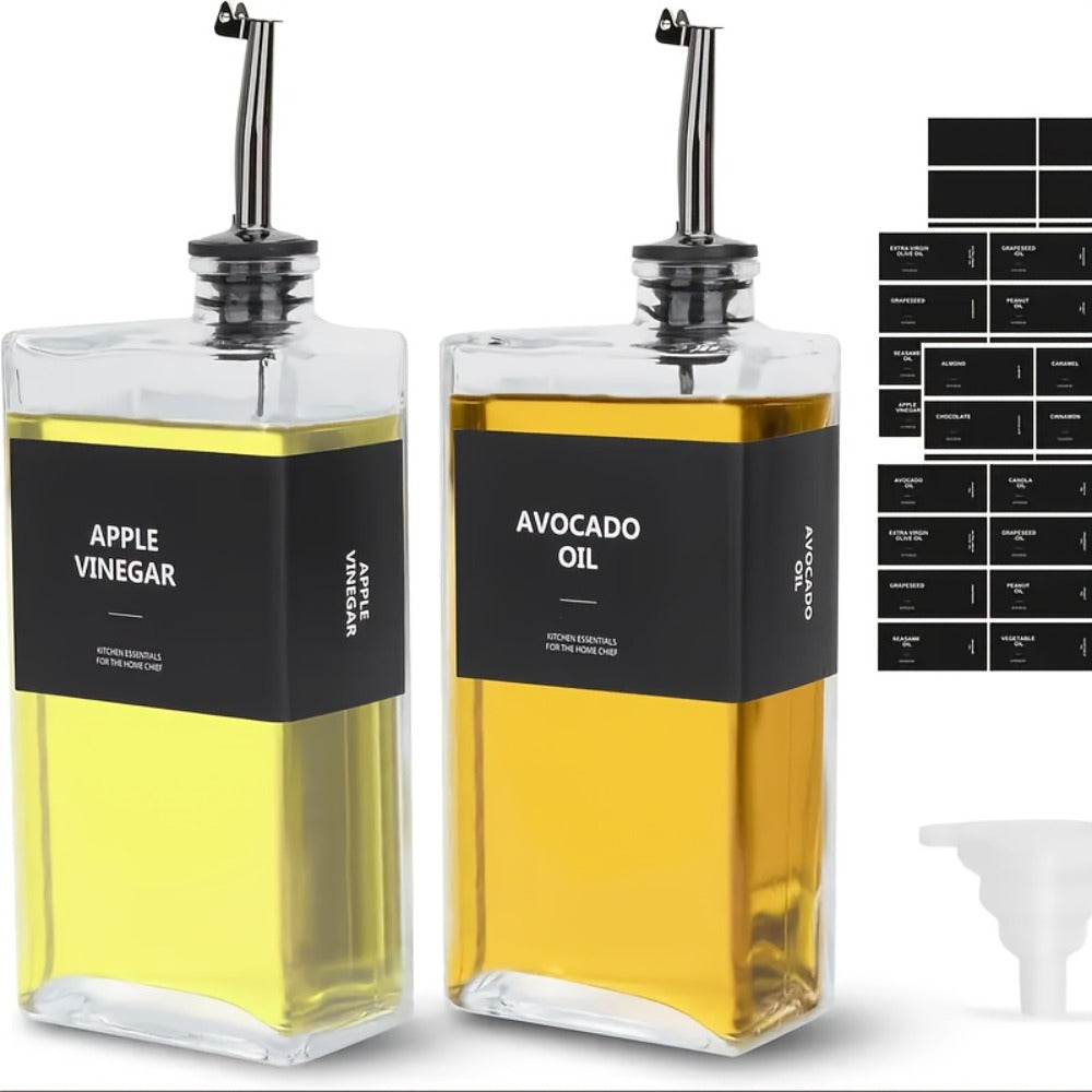 Glass Oil Dispenser Bottle 350ml - Olive Oil Vinegar Soy Sauce Coffee Syrup Dispenser for Kitchen