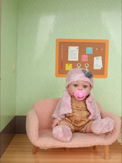 Reborn Doll, 12-Inch Mini Figure with Pink Hat, Socks, Clothing and Optional Pacifier Sets