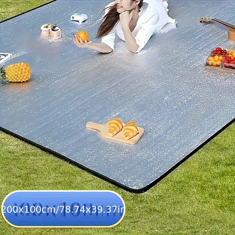 Camping Mat Extra Large 4 Person – Aluminum Foil EPE Foam Waterproof Picnic Blanket, Double-Sided Moisture-Proof Thermal Insulation Pad for Beach, Backyard & Outdoor