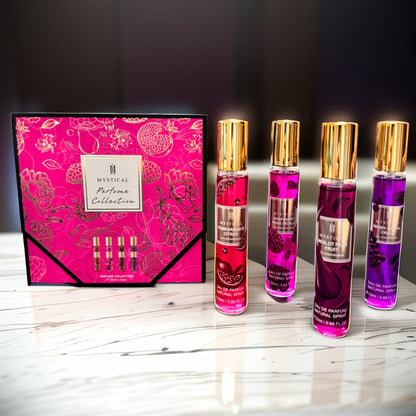 Travel Size Perfume Set for Women — Mystical 4-Piece Fresh Fruity Fragrance Kit 20ml Each, Layered Front Mid & Base Notes, Unisex Long-Lasting Scent, Perfect for Dating, Mother’s Day & Birthday Gifts