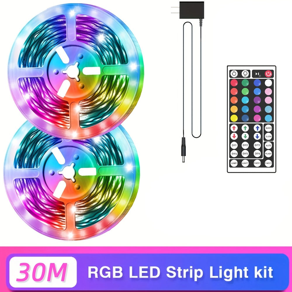 RGB LED Strip Lights for Party Wedding Event with 44-Key Remote - Colorful Color Changing Dimmable 50FT 100FT for Bedroom Kitchen Bar Holiday Home Decoration