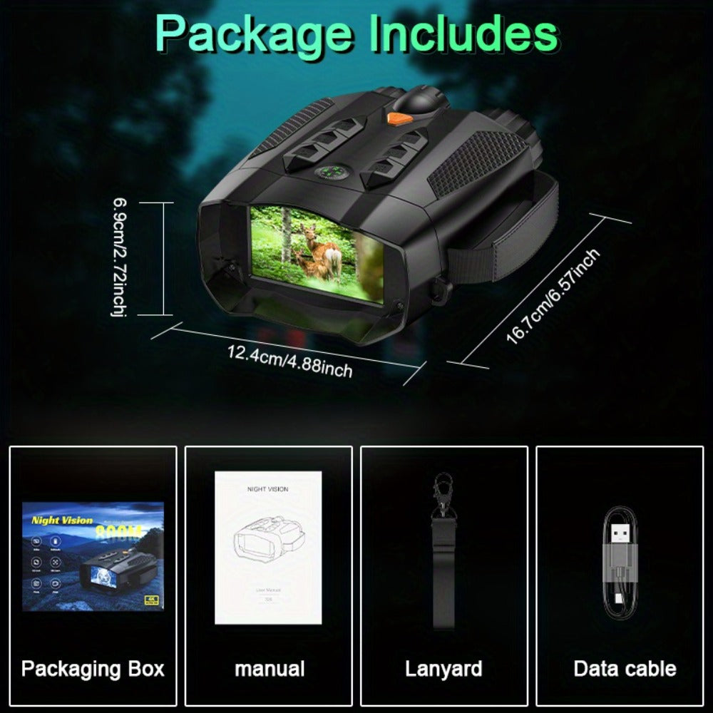 Night Vision Goggles with Built-In 3W IR Illuminator | 200MP HD, 10X Digital Zoom, 5W IR Light, 6-Hour Battery | Hands-Free Wearable for Hunting, Survival, Wildlife & Nighttime Outdoor Adventures
