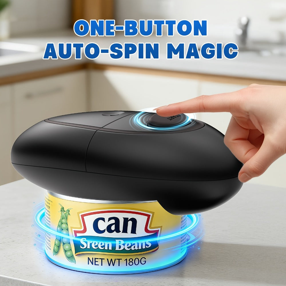 Cordless One-Touch Can Opener with Oval Body in Gray-Red, Black or White-Red Color Options