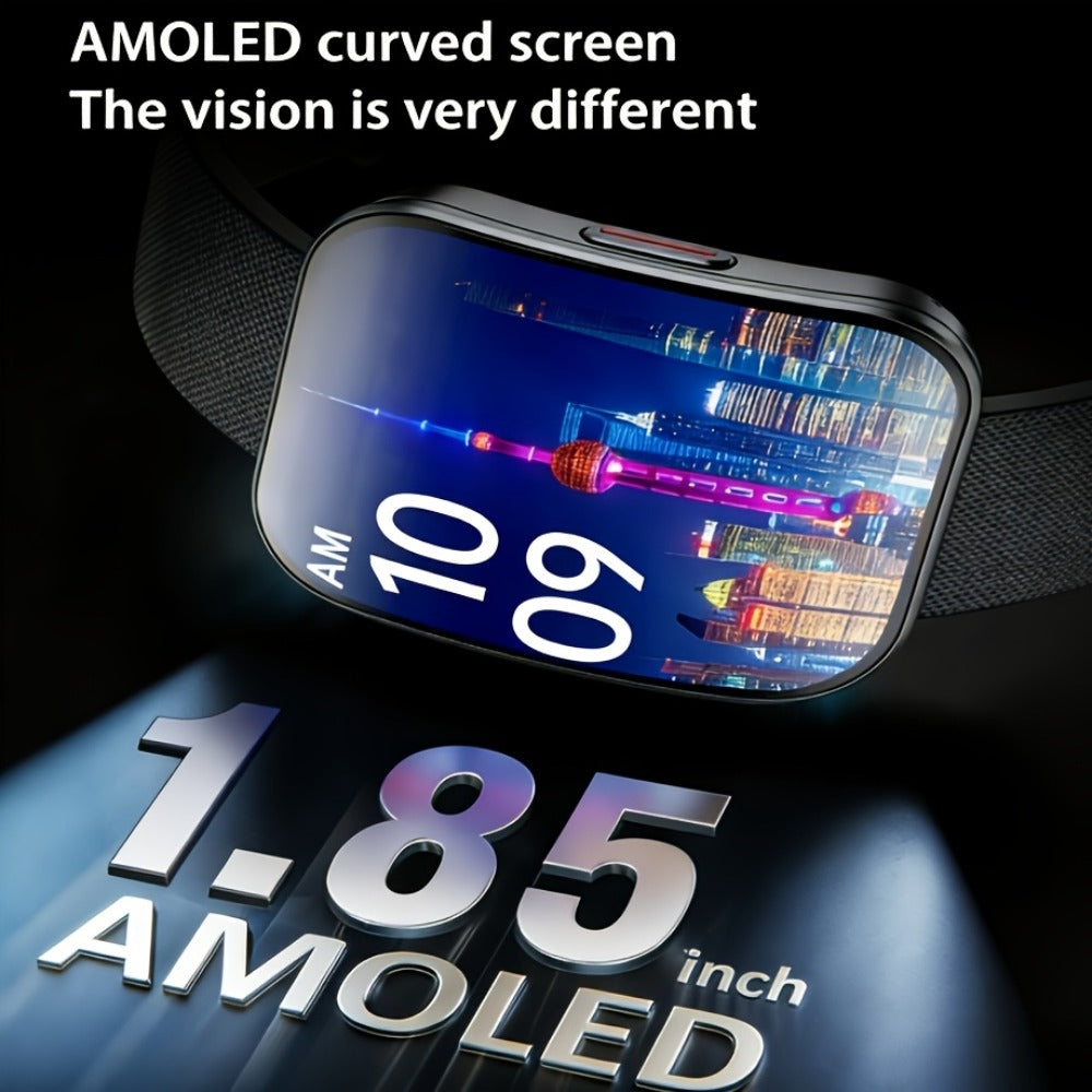 Curved Screen Smartwatch 1.85 Inch Full Touch Calling Messaging Music Camera Control Fitness Tracker Heart Rate Sleep Multiple Sport Modes Android iPhone Compatible Women Men Outdoor Lighting Version Black Pink