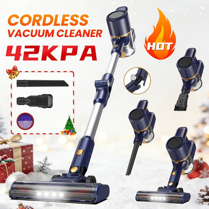 Stick and Handheld Vacuum Cleaner with LED Floor Head, Straight or 180-Degree Foldable Tube Options
