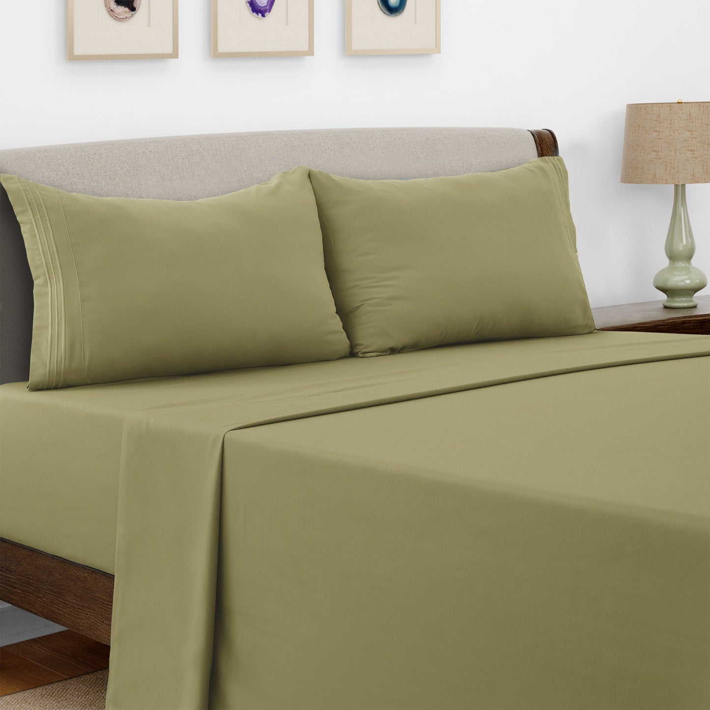 Bed Sheet Set Microfiber with Size-Dependent 3- or 4-Piece Contents and Six Documented Bed Dimensions