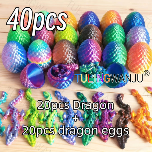 Dragon Egg Decorative Sculpture Set 40-Piece – 20 Mini Dragons & 20 Dragon Eggs Figurines, 4.92" Dragons & 2.2" Eggs, Fantasy Home Decor for Office, Living Room, Holiday Party & Collectors Gift