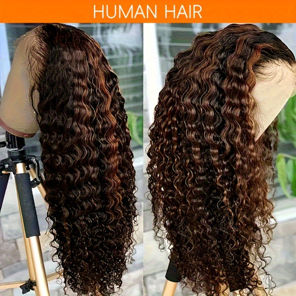 Deep Wave Human Hair Wig with 13x4 HD Lace Front, 180% Density and 14-34 Inch Length Options