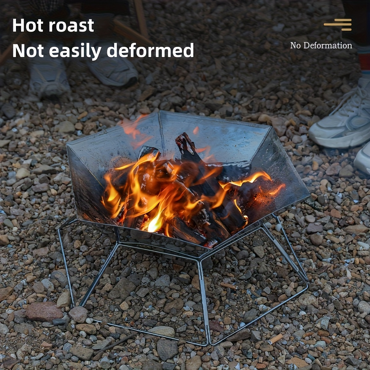 Hexagonal Folding Charcoal Grill with Stainless-Steel-Color Frame, Open Grid and Carry Bag for Outdoor Use
