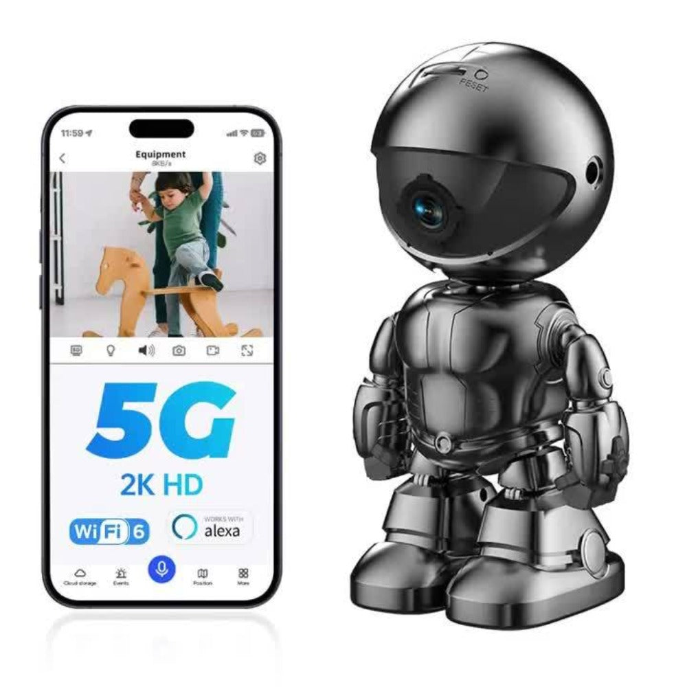 Security Camera 3MP Robot-Style Indoor Model with 360 Pan-Tilt, Auto Motion Tracking and Two-Way Audio