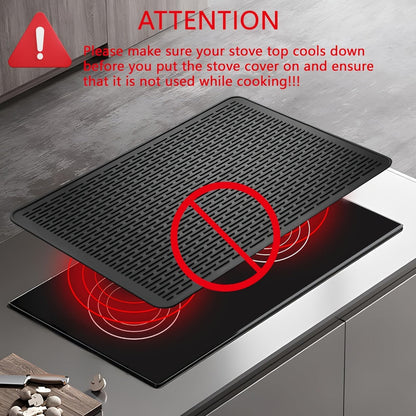Black Silicone Electric Stove Top Cover Mat, 28 x 20 Inch Raised-Ridge Countertop Protector