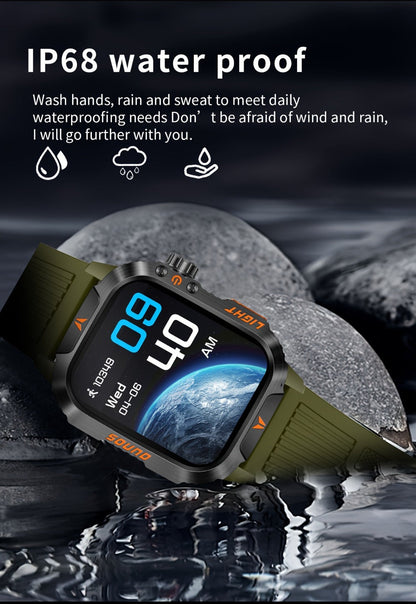 2.01" HD Compass Smartwatch for Men Women – Wireless Calling Outdoor Adventure Watch with LED Flashlight Fitness Tracker Pedometer Calorie Counter Long Battery Life Compatible with Android iPhone Couples Gift