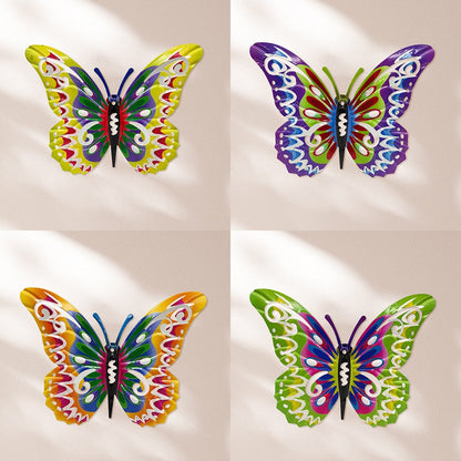 Colorful Metal Butterfly Wall Decor, Eight-Piece Set with 3D Folded Wings in Eight Distinct Designs