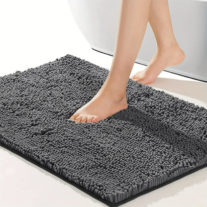Chenille Bath Rug Extra Thick Soft Absorbent Non-Slip Bathroom Mat Machine Washable, Multiple Sizes & Colors