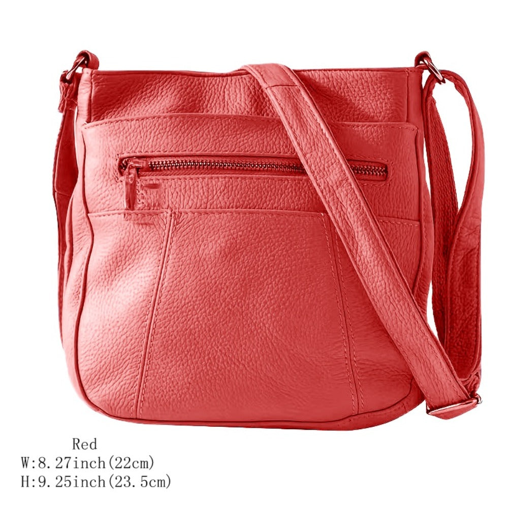Genuine Leather Messenger Bag for Men Women Anti-Theft Zipper Multi-Pocket Shoulder Crossbody Bag Laptop Organizer Spacious Handbag Purse for Work School Travel Daily Commute 8 Colors