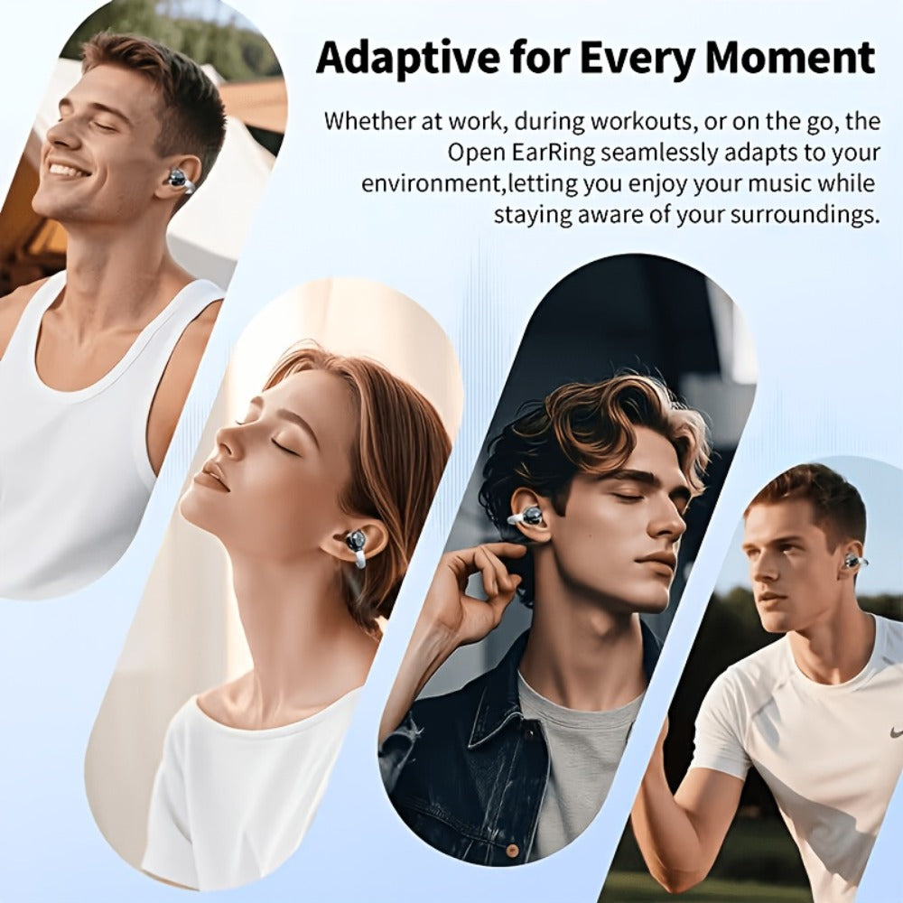 Open-Ear Clip Earphones Bluetooth 5.4 Wireless Earbuds for Glasses Wearers Small Ears Low Latency HD Calls All-Day Comfort Clip-On Open Ear Headphones Purple Black White