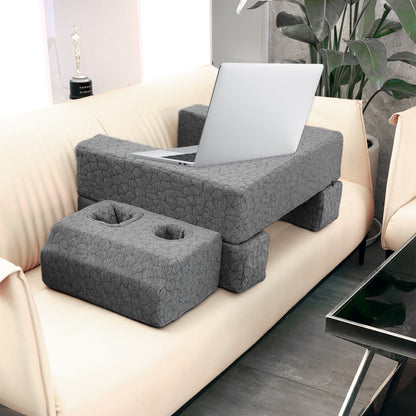 Adjustable Reading Gaming Wedge Pillow with Armrests – Multipurpose Foam Support Pillow for Bed, Sofa & Floor, Steam Deck & Switch Compatible, Gray