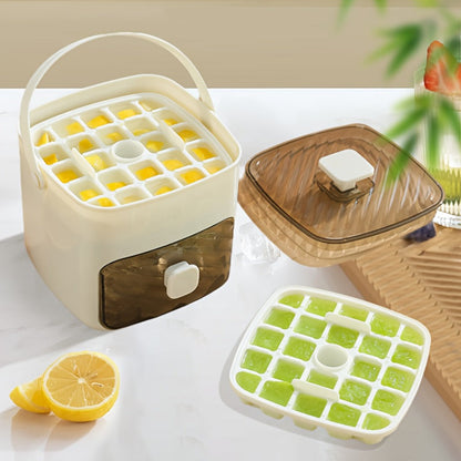 Ice Cube Tray with Lid 48 Compartment Stackable Double Layer Food Grade Plastic Ice Mold Easy Release Portable Ice Box for Beverages Coffee Tea Kitchen