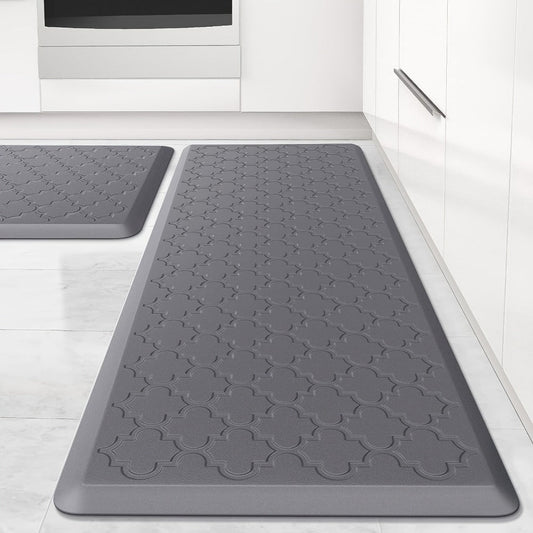 Anti-Fatigue Kitchen Floor Mat – Cushioned PVC Foam Non-Slip Ergonomic Standing Mat for Kitchen, Office, Sink & Laundry, 2 Sizes – Gray & Black