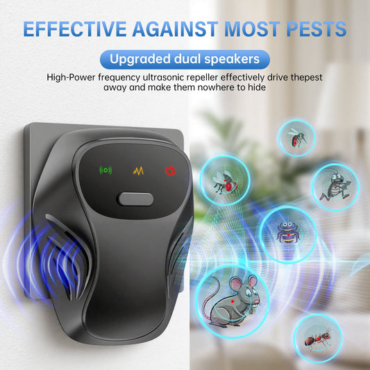 Ultrasonic Pest Repeller Plug In, Dual Speaker Rodent Repellent Indoor, Electronic Mouse Rat Insect Ant Repellent, Silent Pest Control Device for Home Office Garage