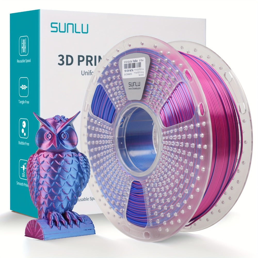 Dual Color Silk PLA Plus Filament 1.75mm 1kg – Shiny Gradient Texture High Toughness Low Shrinkage ±0.02mm 3D Printing Filament 2.2lb | Smooth Surface PLA+ for FDM 3D Printers Decorative Prints Gifts