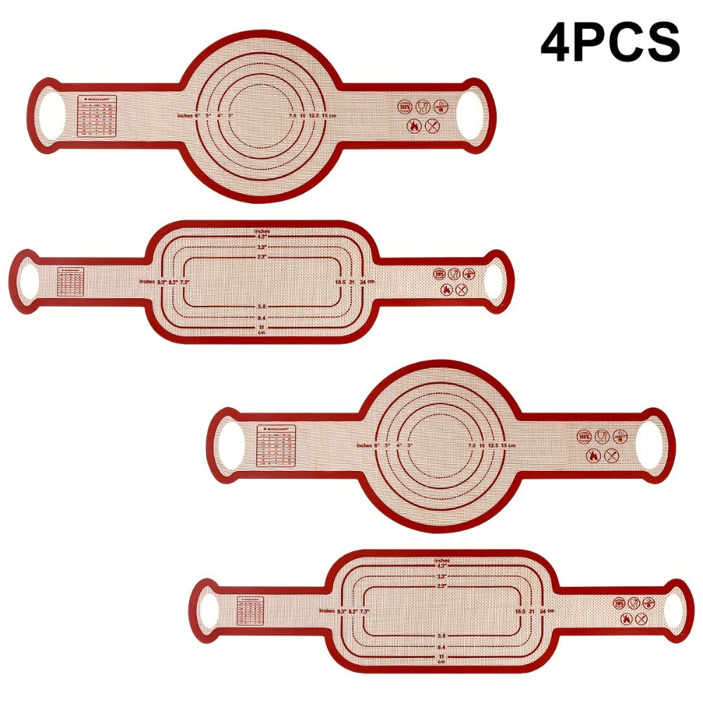 Four-Piece Silicone Bread Sling Set with Long Handles for Dutch Ovens, Sourdough and Loaf Baking