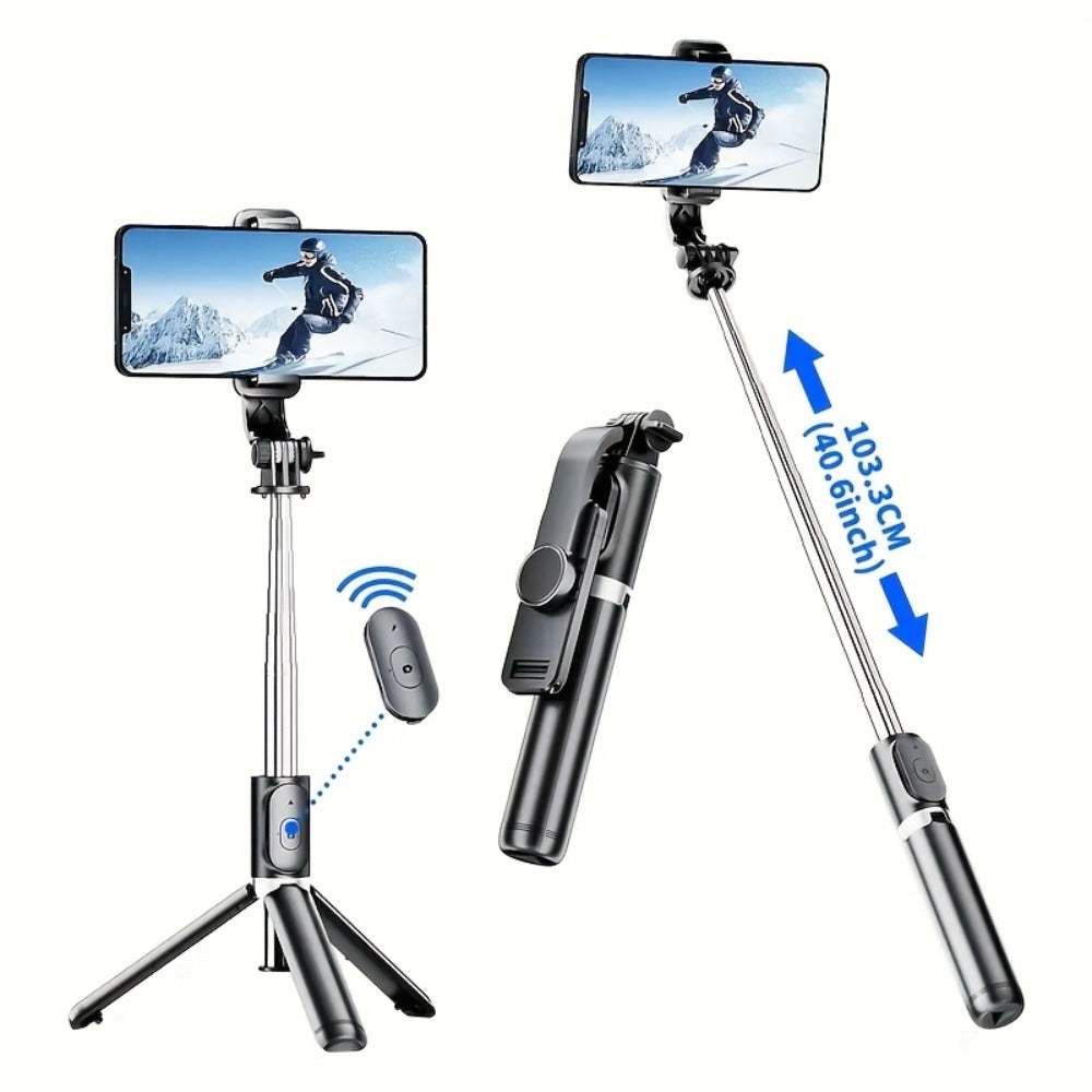 360° Rotating Selfie Stick Tripod 40 Inch Retractable Floor Stand with Wireless Remote & Anti-Shake Base – Professional Phone Tripod for TikTok Live, Travel Vlogging, Outdoor Filming, iPhone & Android