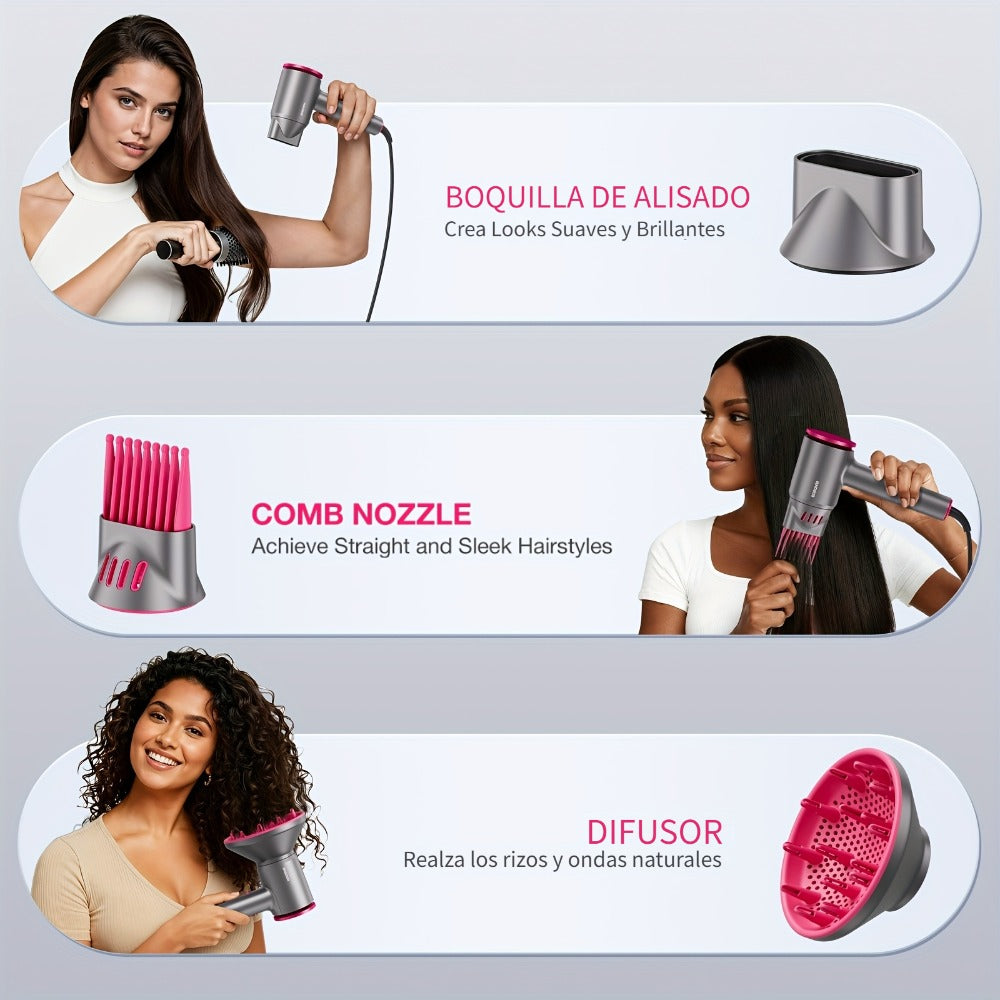 Diffuser Hair Dryer for Curly Hair 1875W Ionic Blow Dryer - Lightweight Compact Professional Frizz Control Fast Drying Styling Tool for Women Men Gray White