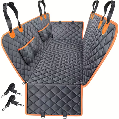 Dog Car Seat Cover Pet Hammock for Back Seat, Waterproof Scratch-Proof Nonslip Dog Seat Cover with 4 Side Pockets, Universal Fit for Cars Trucks SUVs, Washable Pet Travel Protector