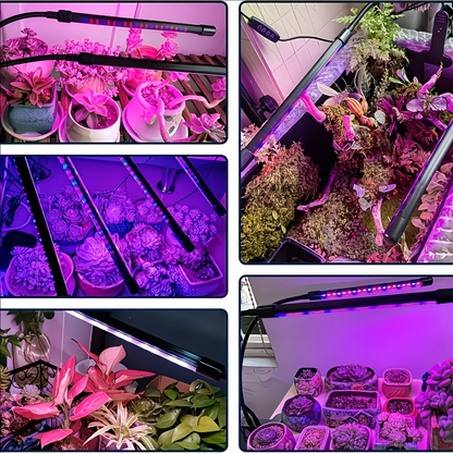 Clip-On Grow Light Strip 3/4/5 Tubes Red Blue Full Spectrum | 5-Level Brightness 3/9/12H Timer Clamp Type | Indoor Plants Desk Shelf Seedling