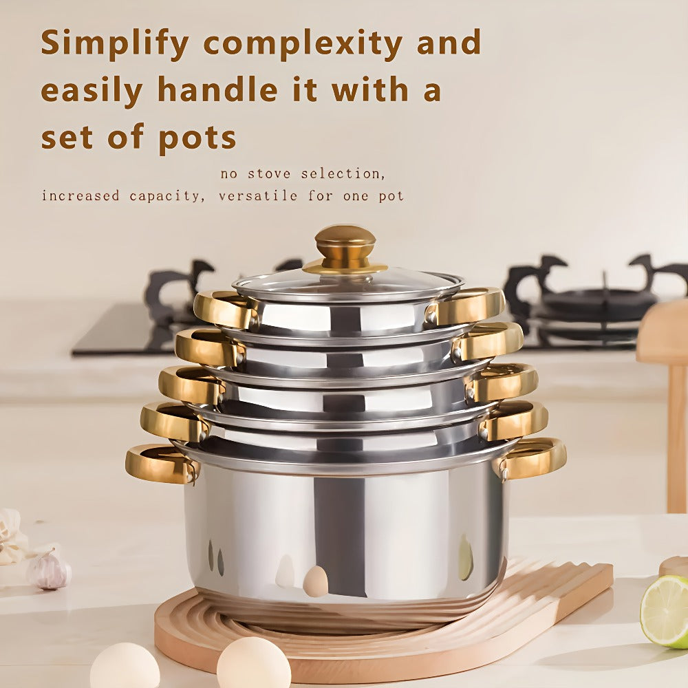Non-Stick Cookware Set Pots and Pans 10 & 12 Piece – Heat-Resistant Frying Pan, Saucepan & Stewpot | Honeycomb Coating Stainless Steel Kitchen Cooking Set for All Stoves | Stylish Durable Multifunctional