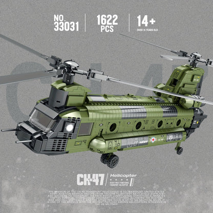 CH-47 Chinook Transport Helicopter Building Block Model with 1,622 Pieces for Adult Aviation Display