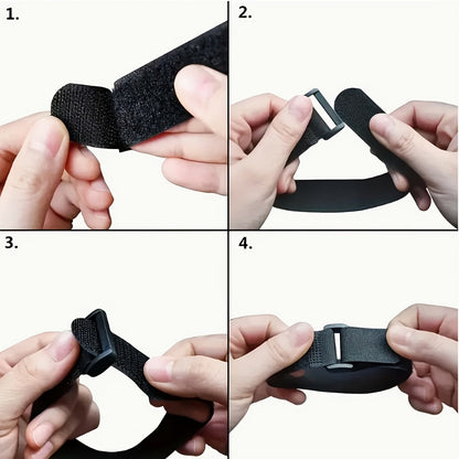 Adjustable Hook-and-Loop Cable Ties, 50 Black Straps with Buckles in 20 x 200 mm Size Pictured