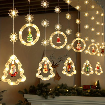 Mini LED String Lights Christmas Snowflake & Star Tree Shapes, 10-Pack USB Powered Fairy Lights 118 Inch, Indoor Holiday Decoration for Bedroom Window Curtain Wall Door Living Room Party Decor