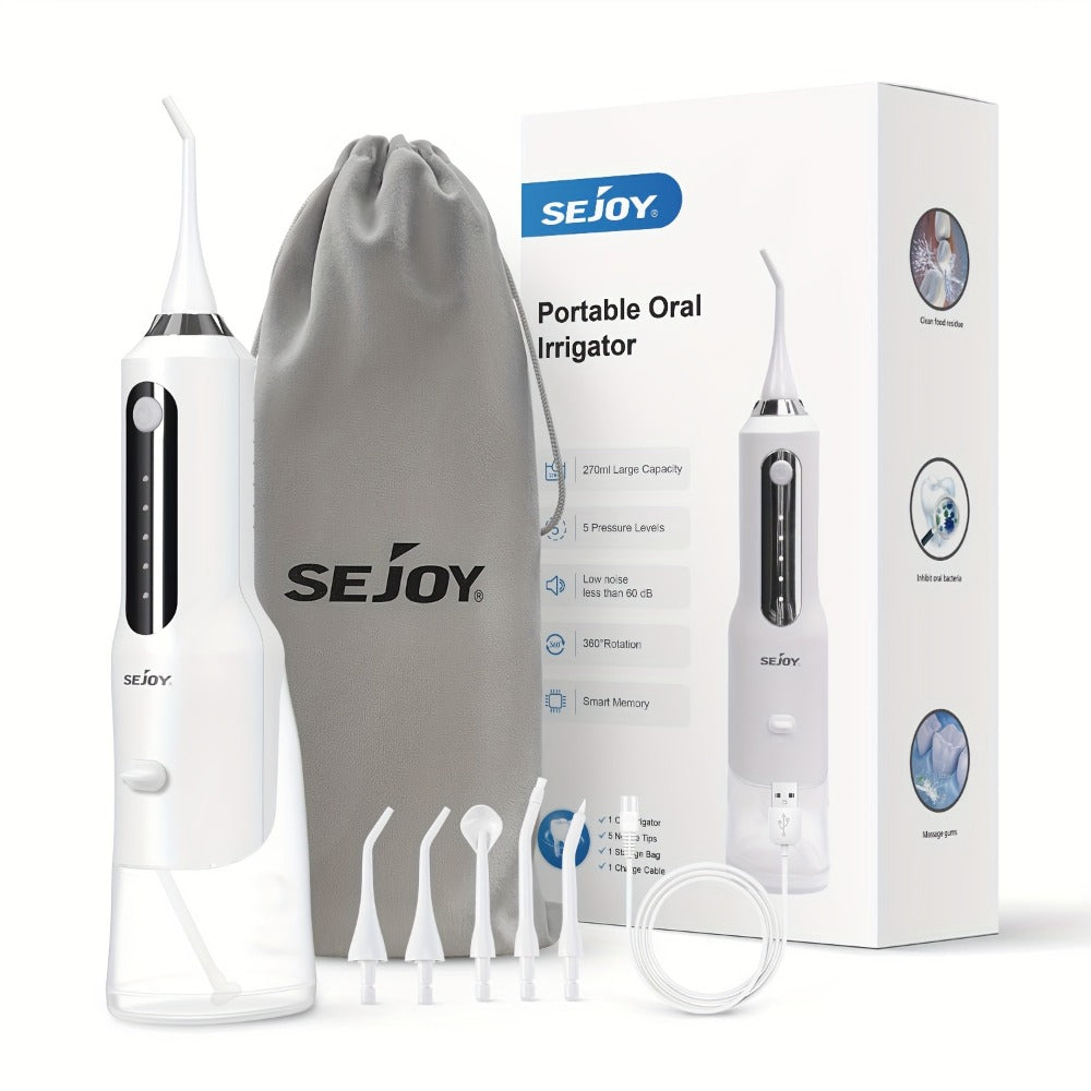 Water Flosser Cordless Five-Mode Design with Five Jet Tips, 1800mAh Battery and Pink or Black Options