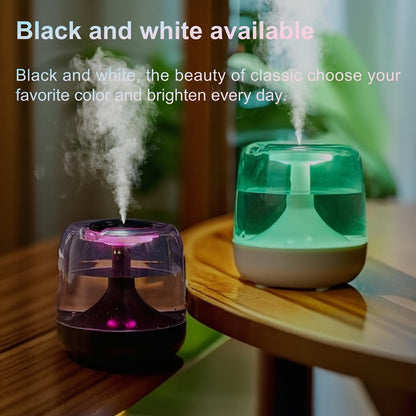 USB Humidifier with 7-Color Night Light – Silent 26dB Double Mist Visible Water Tank 24-Hour Runtime for Bedroom Living Room Office Desktop Home Decor Gift