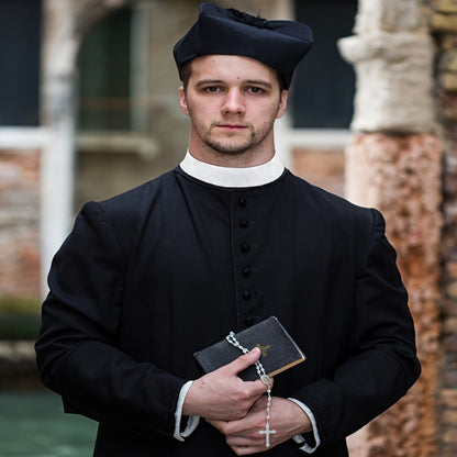 Clergy Collar Costume Bib Set, Three-Pack in Black and White with Hook-and-Loop Neck Fasteners