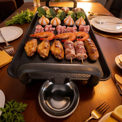 Rectangular Electric Griddle in 15.35 x 8.66 or 22.83 x 10.24 Inches with End Handles and Drip Area